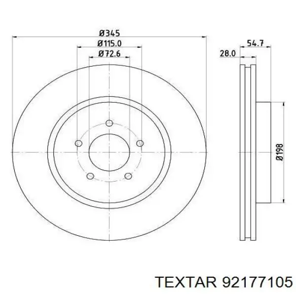 Тормоз дисковый передний Textar 92177105 цена, от 80.15 USD