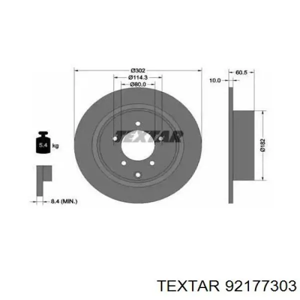 Тормозные диски 92177303 Textar