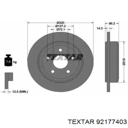 Тормозные диски 92177403 Textar