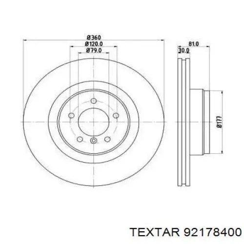 Передние тормозные диски 92178400 Textar