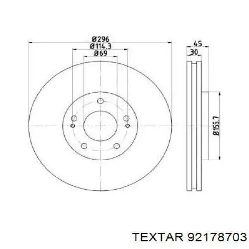 Передние тормозные диски 92178703 Textar