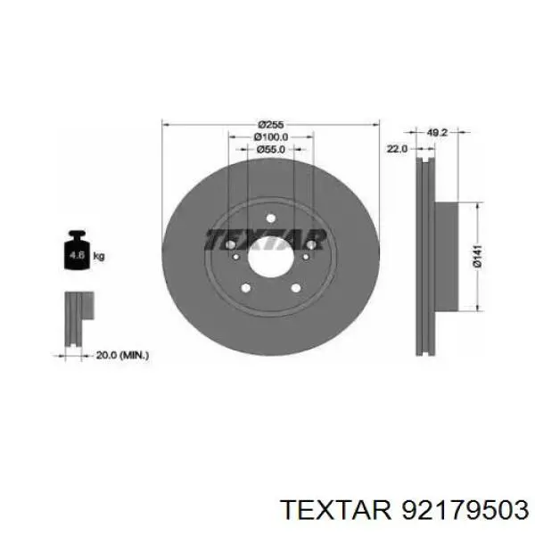 Передние тормозные диски 92179503 Textar