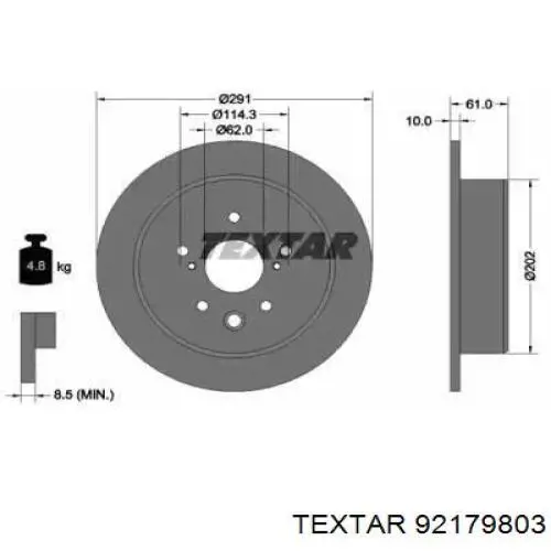 Тормозные диски 92179803 Textar