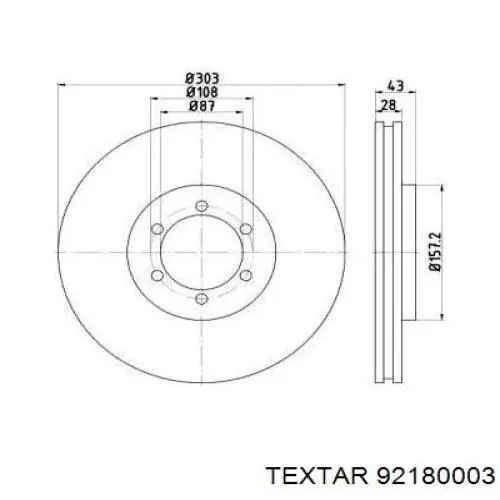 Передние тормозные диски 92180003 Textar