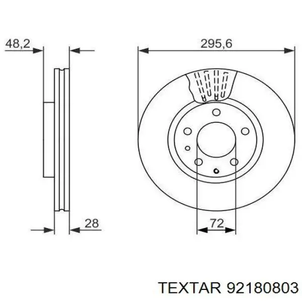 Тормоз дисковый передний Textar 92180803 цена, от 57.75 USD