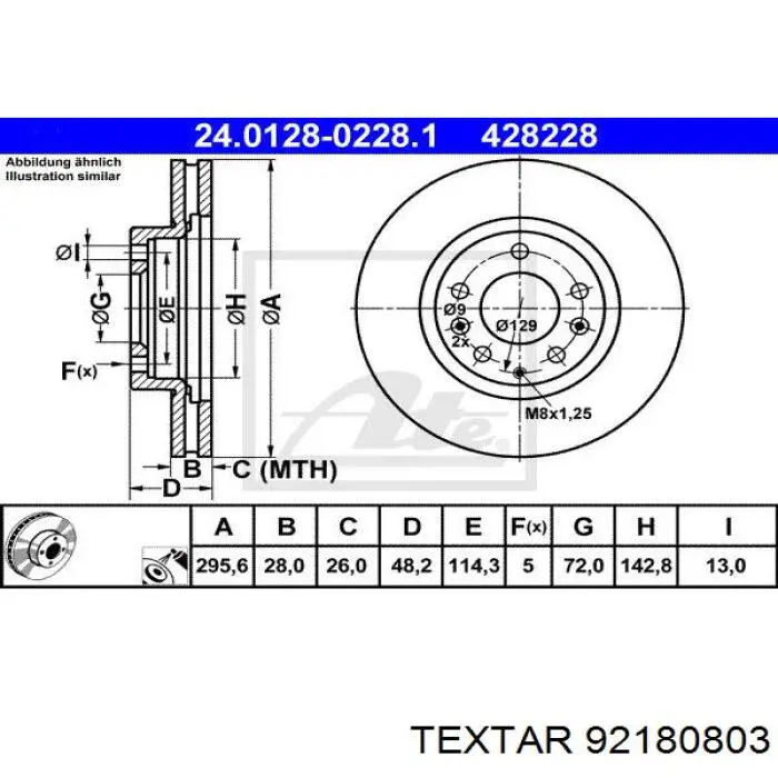 Купить 92180803 Textar Ротор тормозной
