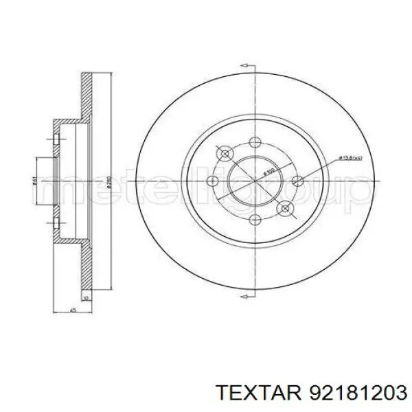 Купить 92181203 Textar Диск тормозной задний