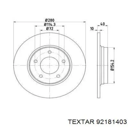 92181403 Textar диск тормозной задний