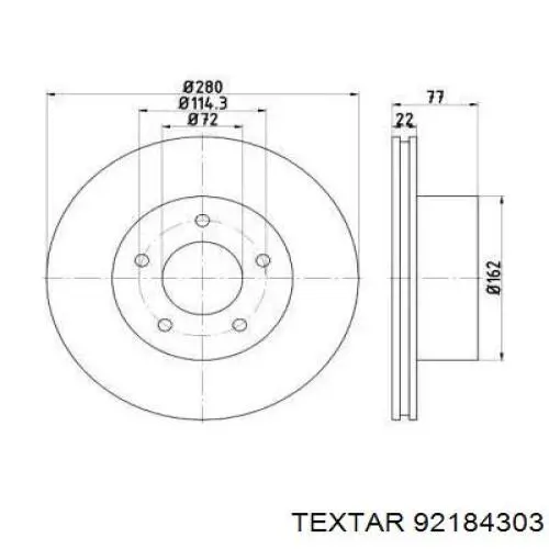 92184303 Textar диск тормозной передний