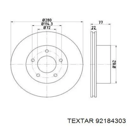 Передние тормозные диски 92184303 Textar