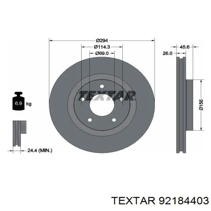 92184403 Textar диск тормозной передний