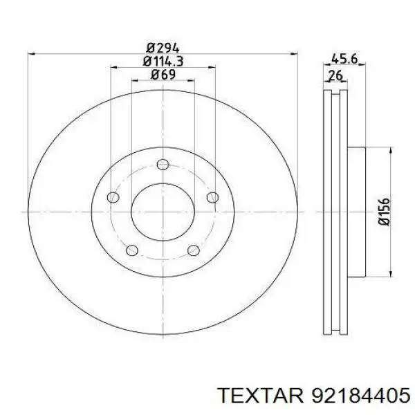 Тормоз дисковый передний Textar 92184405 цена, от 43.33 USD