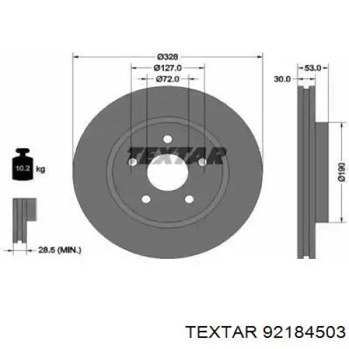 Передние тормозные диски 92184503 Textar