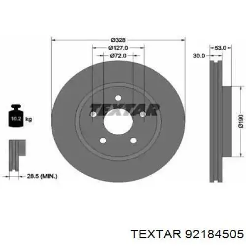 Передние тормозные диски 92184505 Textar