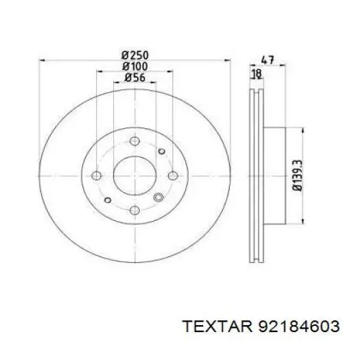 Передние тормозные диски 92184603 Textar