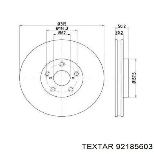 Передние тормозные диски 92185603 Textar