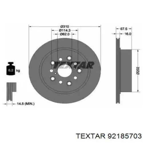 Тормозные диски 92185703 Textar