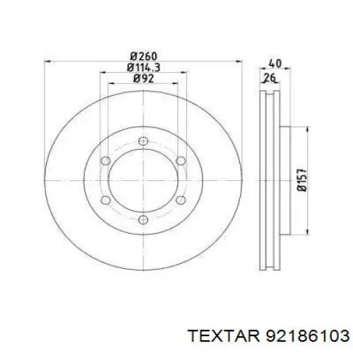 Передние тормозные диски 92186103 Textar