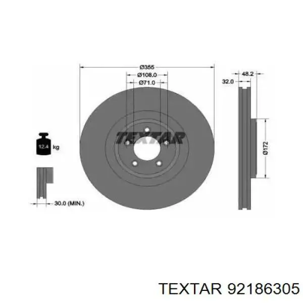 Передние тормозные диски 92186305 Textar