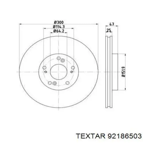 Передние тормозные диски 92186503 Textar