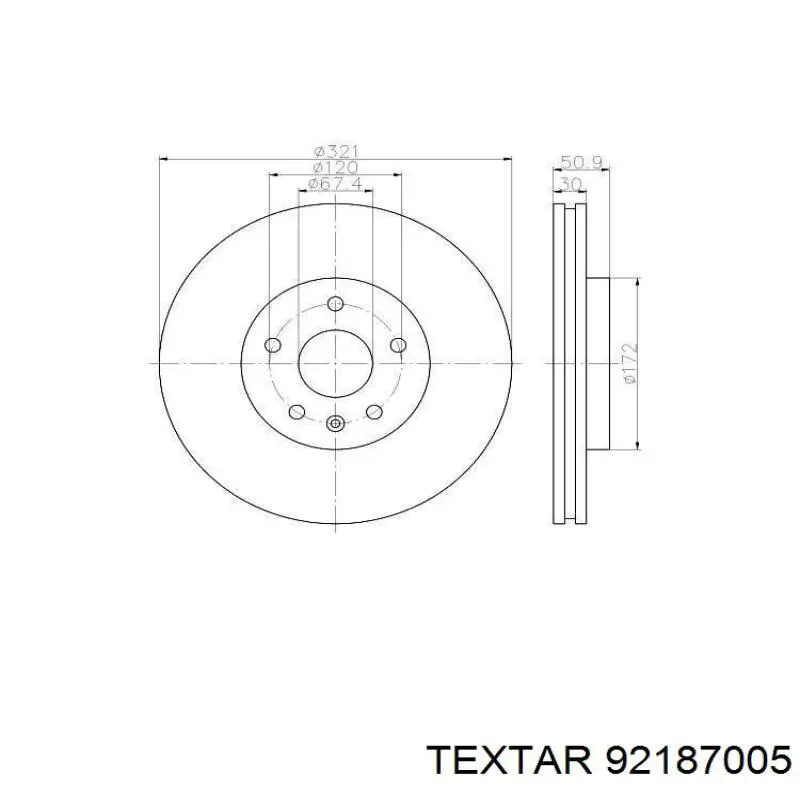 Передние тормозные диски 92187005 Textar