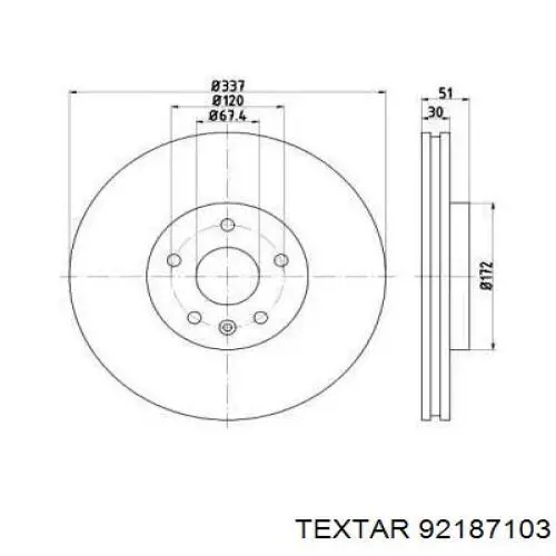 Передние тормозные диски 92187103 Textar