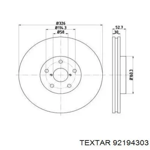 92194303 Textar диск тормозной передний