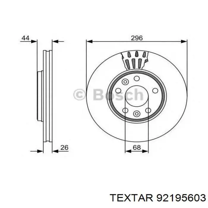 92195603 Textar Диск тормозной передний