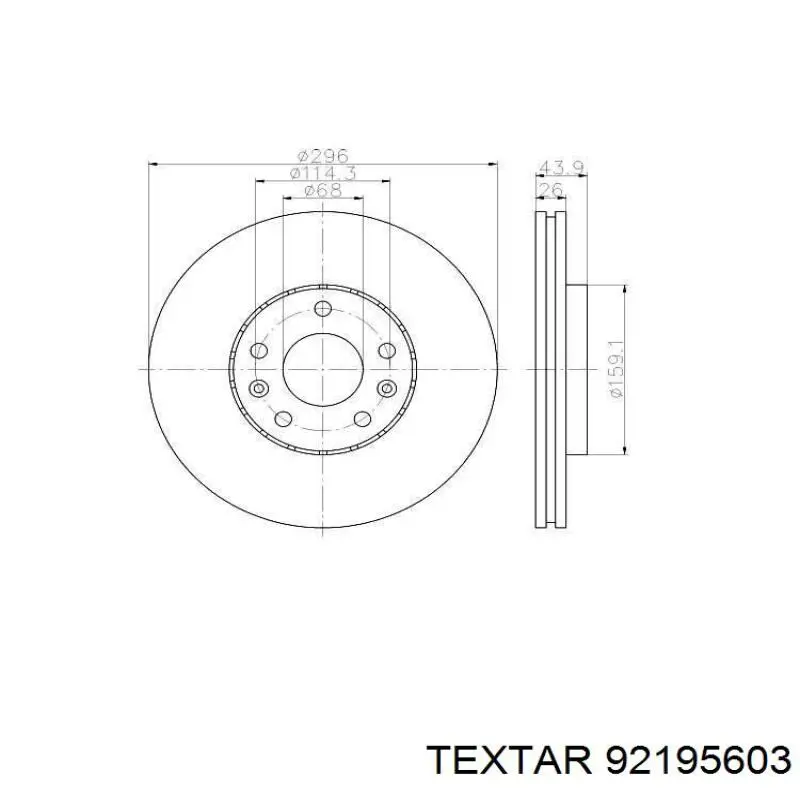 92195603 Textar диск тормозной передний