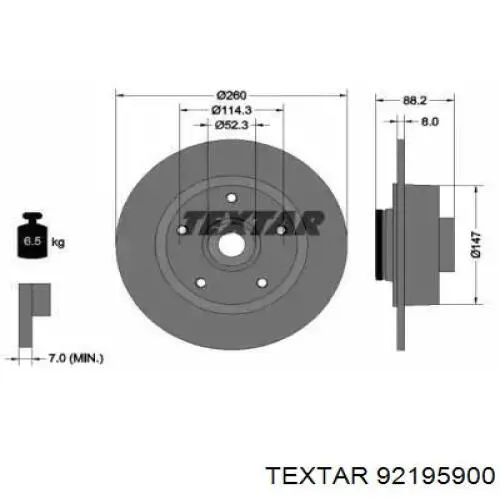 Тормозные диски 92195900 Textar