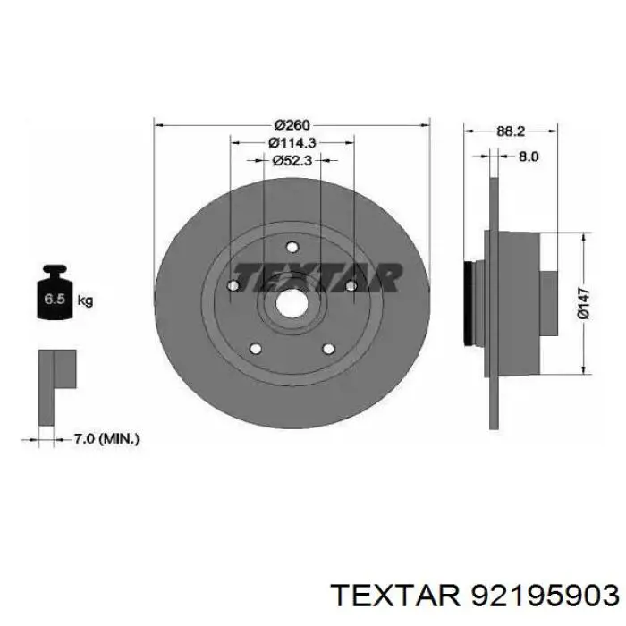 92195903 Textar disco do freio traseiro