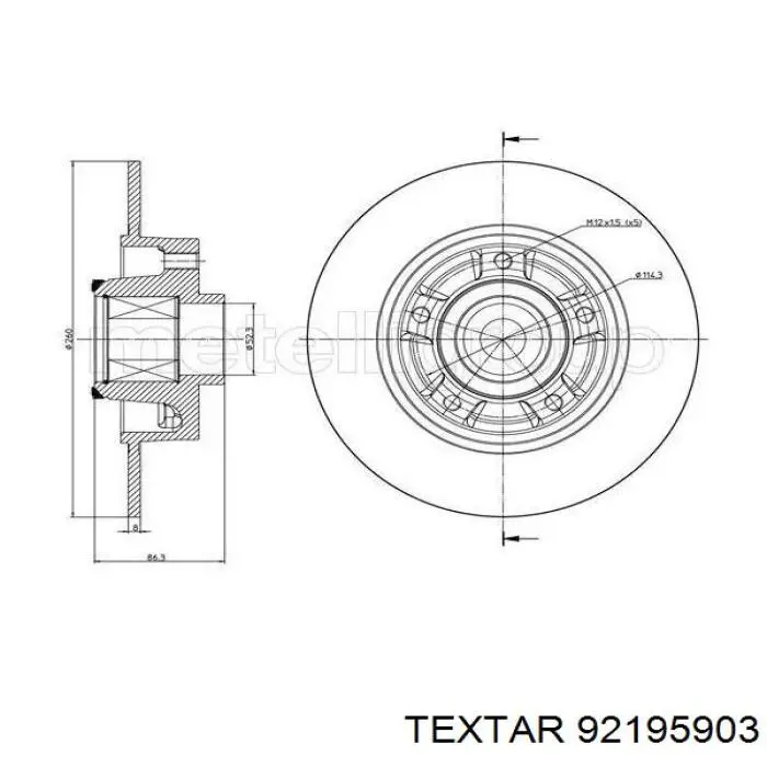 Купить 92195903 Textar Диск тормозной задний