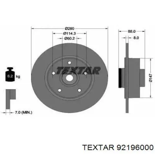 Тормозные диски 92196000 Textar