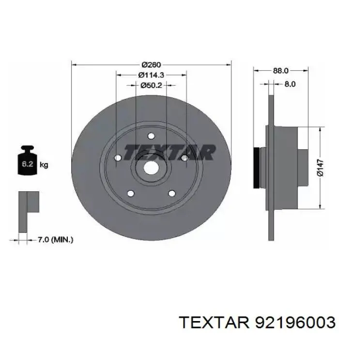 92196003 Textar disco do freio traseiro