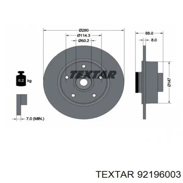 Задний тормозной диск Textar 92196003 цена, от 93.58 USD