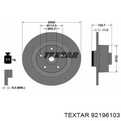 Тормозные диски 92196103 Textar