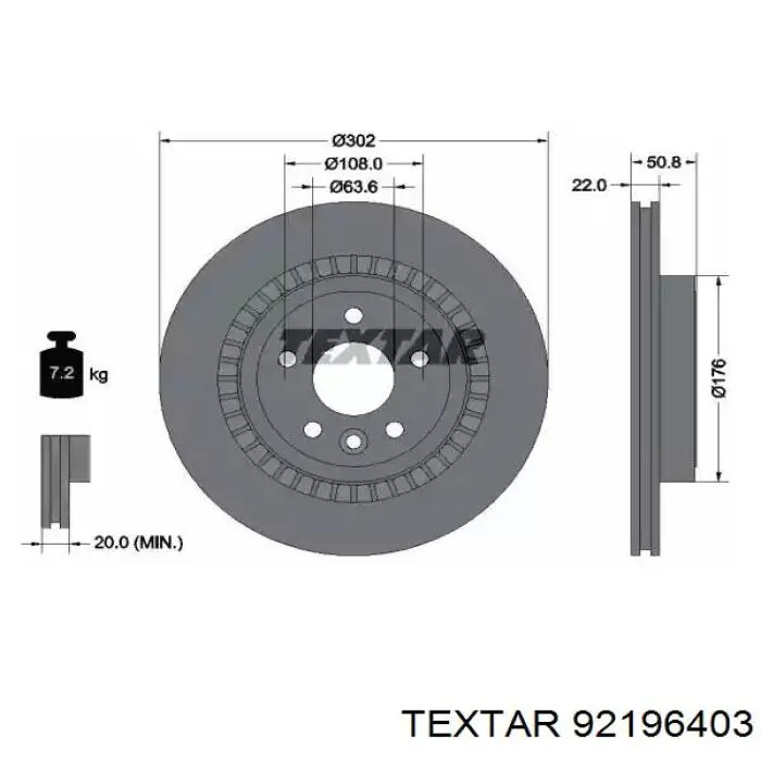 Тормозные диски 92196403 Textar