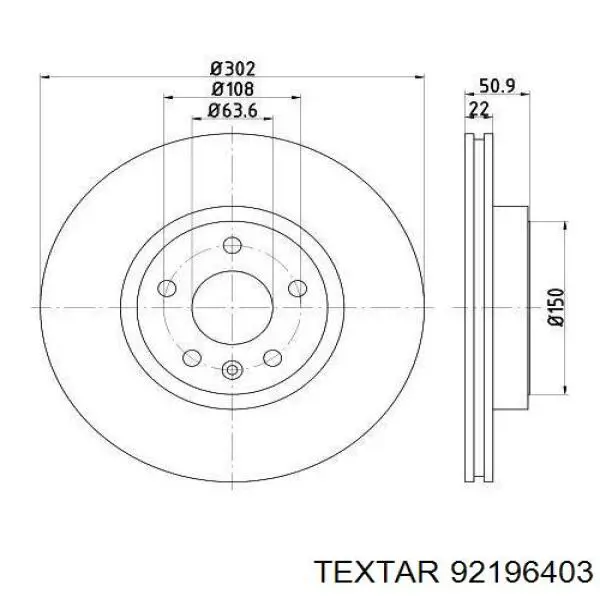 Задний тормозной диск Textar 92196403 цена, от 66.26 USD