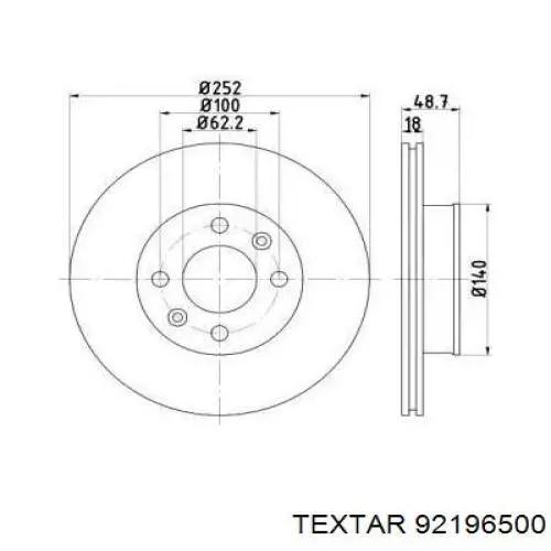 Передние тормозные диски 92196500 Textar