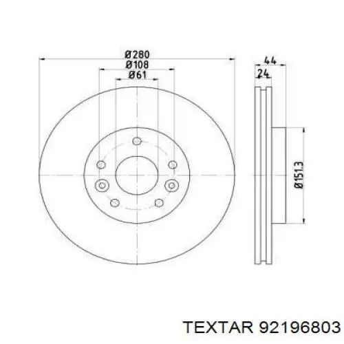 Передние тормозные диски 92196803 Textar