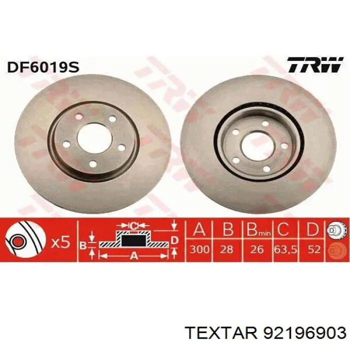 Передний тормозной диск Textar 92196903