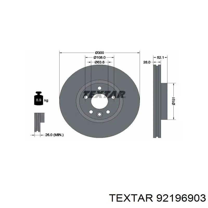 Купить 92196903 Textar Ротор тормозной