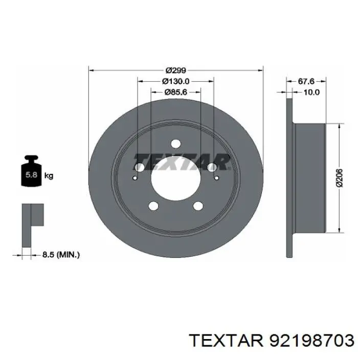 Купить 92198703 Textar Диск тормозной задний