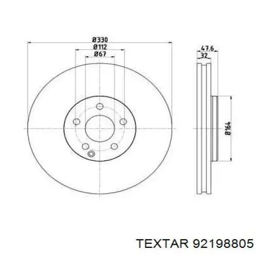 Передние тормозные диски 92198805 Textar