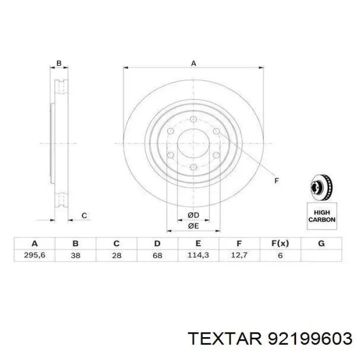92199603 Textar Диск тормозной передний