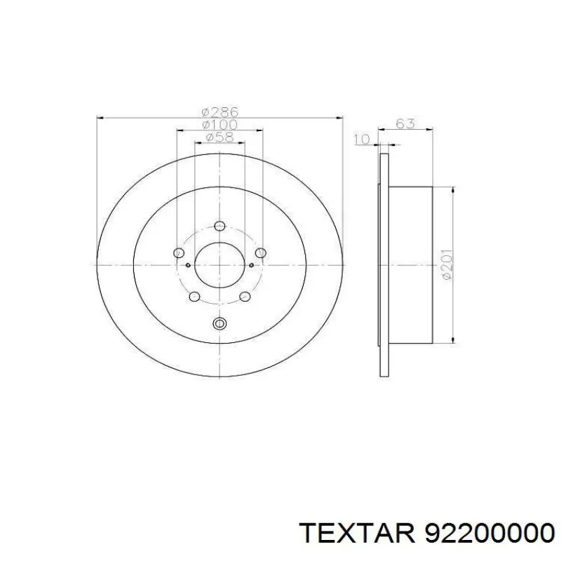 Задний тормозной диск Textar 92200000 цена, от 55.05 USD