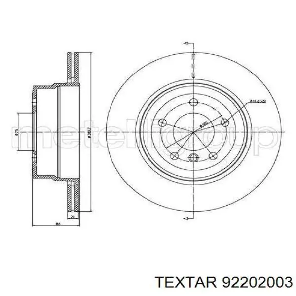 Задний дисковый тормоз Textar 92202003