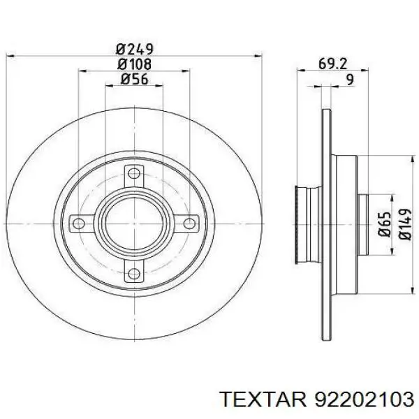 92202103 Textar Дисковый тормоз