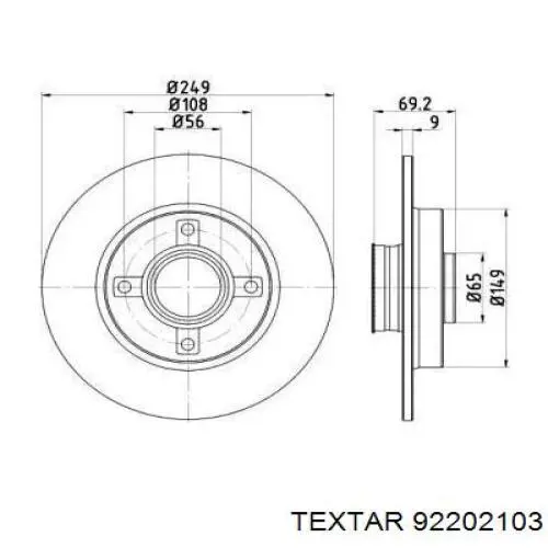 Задний тормозной диск Textar 92202103 цена, от 111.36 USD