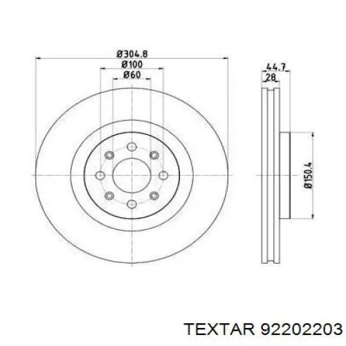 Передние тормозные диски 92202203 Textar